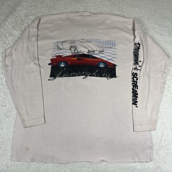 VTG 80s The Mountain Shirt Long Sleeve Lamborghini Countach‎ RARE 2XL - Picture 1 of 16